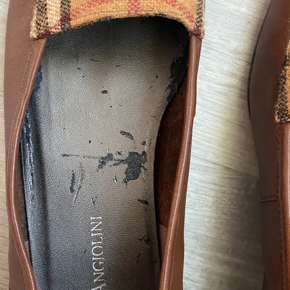 NWOT Enzo Angiolini Brown Plaid Leather loafer size 6.5 - Picture 6 of 10